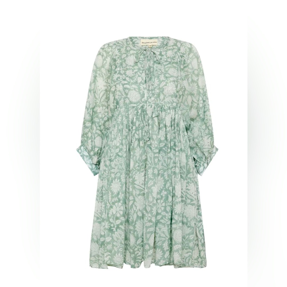 Kyra Mini Dress ~ Jade color - Material ~ 100% Cotton